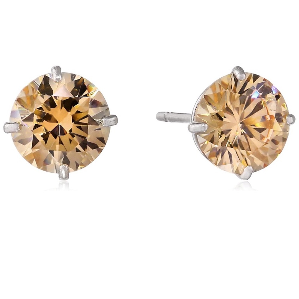 10k Swarovski Champagne Diamond Earrings